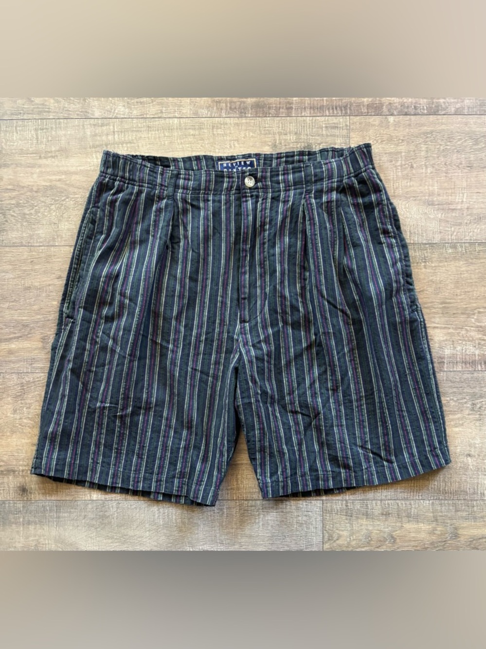 Vintage Review by Baxter men’s size 34 black multicolor stripped chino shorts